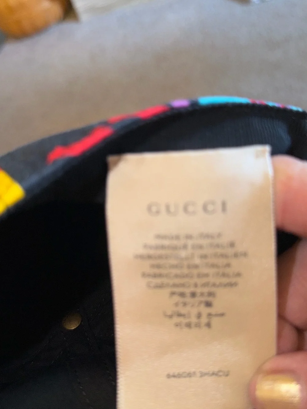 Gucci Floral Baseball  Hat in Black with Purple, Green & Yellow. $399 retail